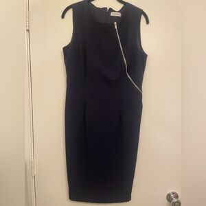Dark blue Calvin Klein dress with accent zippers